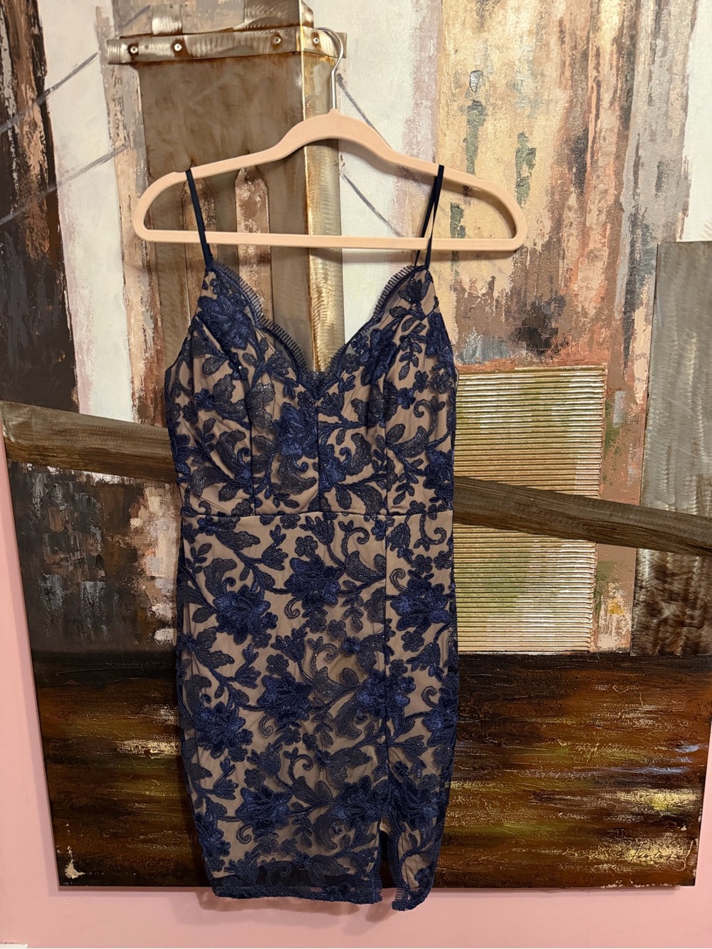 GLITTER & LACE NAVY DRESS